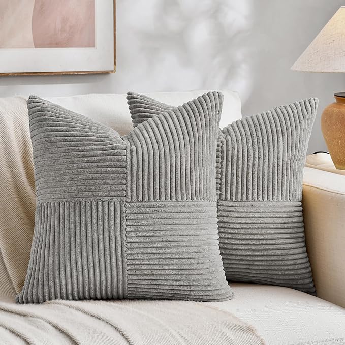 Fancy Homi 2 Packs Grey Euro Decorative Throw Pillow Covers 28x28 Inch by Fancy+Homi