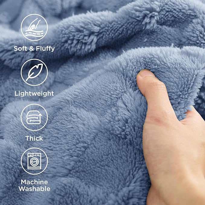 Bedsure GentleSoft Ashley Blue Throw Blanket - Image 3