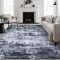 6x9 Area Rug Living Room: Modern Washable Indoor Carpet Black | by FXRHLP