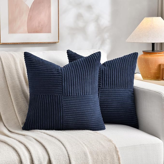 Fancy Homi 2 Packs Navy Blue Euro Decorative Throw Pillow Covers 26x26 Inch - Image 6