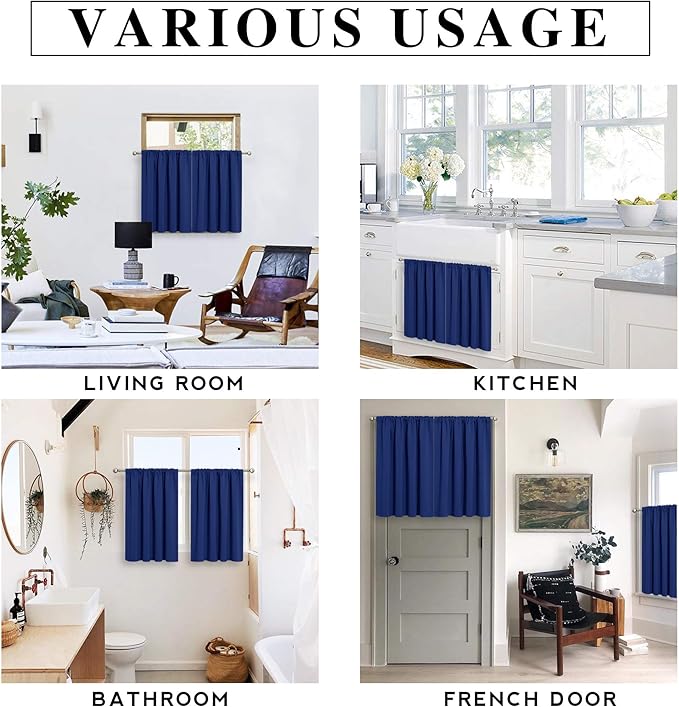RYB HOME Basement Bathroom Kitchen Cafe Blackout Privacy Curtains, Short - Image 7