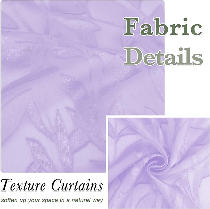 Lecloud Leia Light Purple Sheer Curtains 54 Inch Length 2 Panels, Light - Image 8