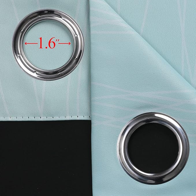 Estelar Textiler Aqua and Beige Room Darkening Blackout Curtains 84 Inch Length - Image 7