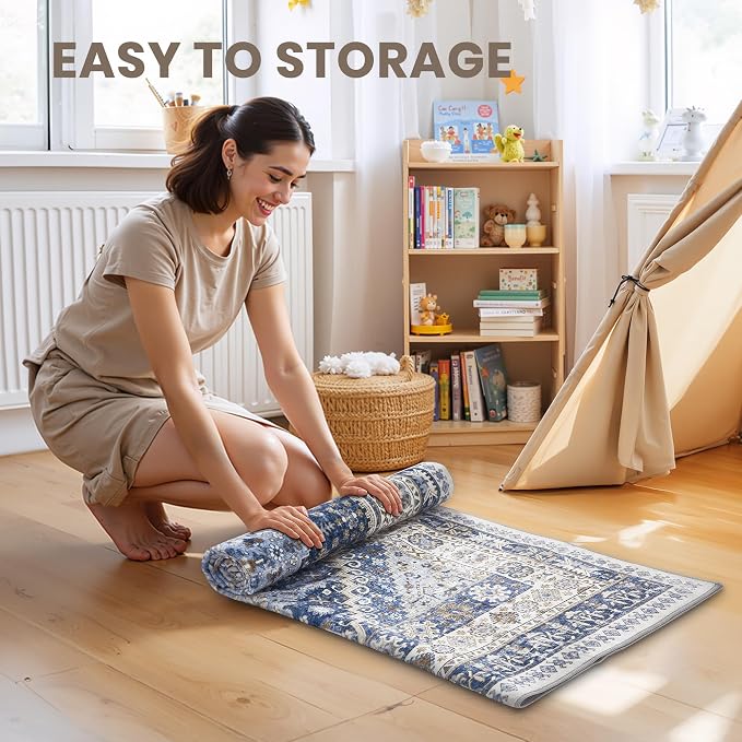 4x8 Rug Non Slip, Washable Hallway Runner Rug, Nursery Room, Soft Runner Rug - Image 9
