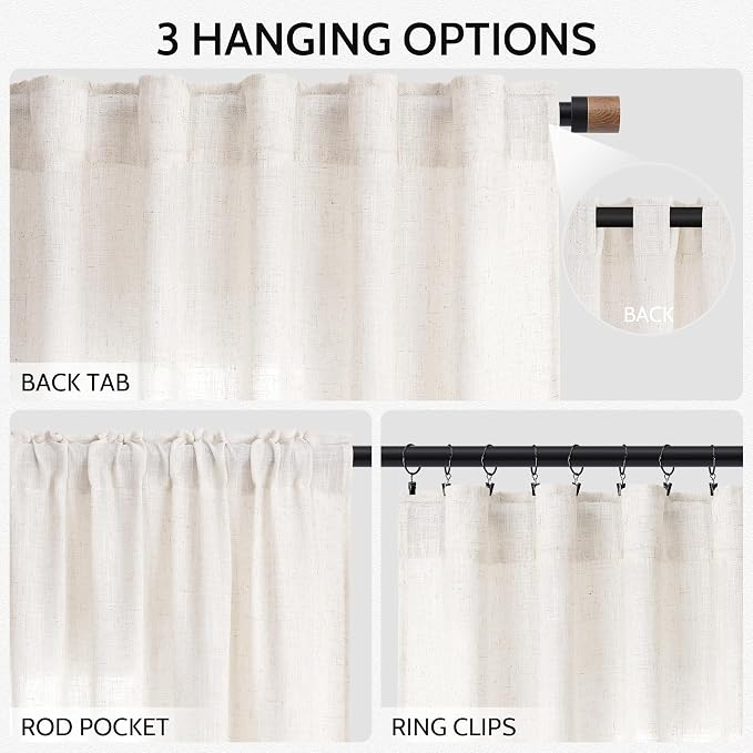 Semi Sheer Linen Curtains 120 Inches - Image 2