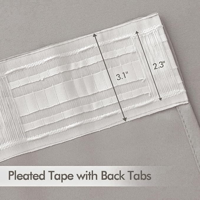 MIULEE Stone Back Tab Blackout Curtain 96 Inch Long 2 Panels Set - Image 2