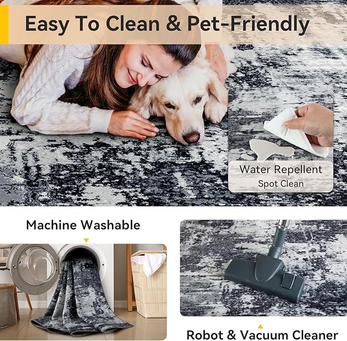 Washable Area Rugs 3'x5' Non-Slip Modern Abstract Soft - Image 5