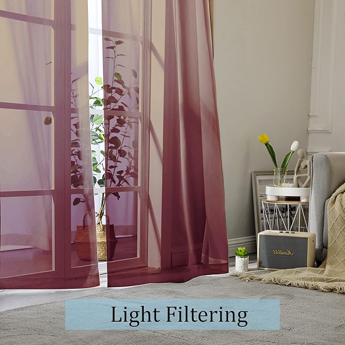 OWENIE Sheer Curtains, 2 Panels, Cafe Curtains - Image 5