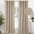 YoungsTex Oatmeal Linen Curtains 95 lnch Long 2 Panels, Tan Grommet Drapes | by YoungsTex
