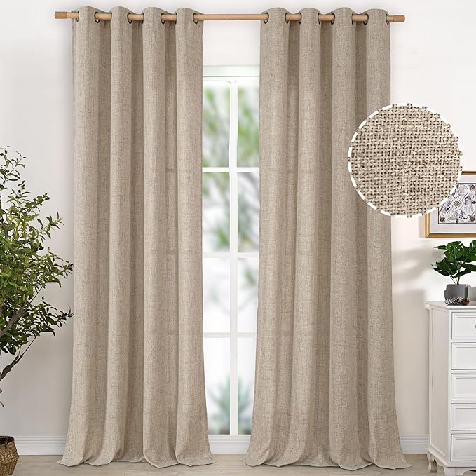 YoungsTex Linen Curtains 102 Inches Long Textured Extra Long Curtain by YoungsTex
