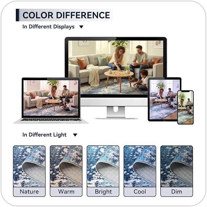 Blue Rug Runners for Hallways Kitchen Non Slip Washable 2x6 Entryway Runner Rugs - Image 9
