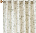 Lazzzy Farmhouse Linen Curtains Green Floral Curtains 96 Inch Length Back Tab by Lazzzy