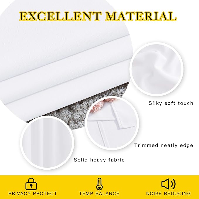 NICETOWN White Curtains for Living Room, Grommet 50% Blackout Thermal Insulated - Image 4