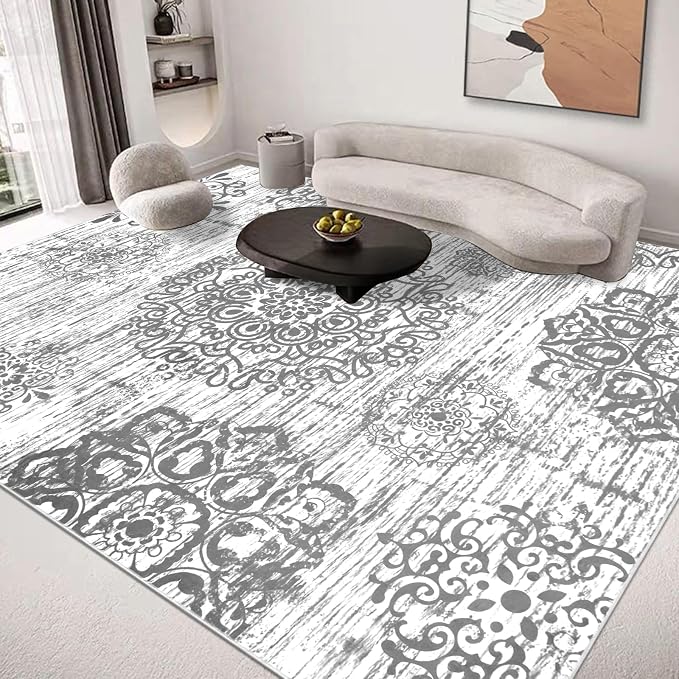 HEBE Washable Area Rug 8'x10' Non Slip Soft Distressed Medallion Bedroom & - Image 6