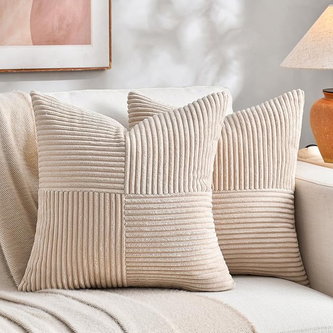Fancy Homi 2 Packs Tan Big Decorative Throw Pillow Covers 24x24 Inch by Fancy+Homi