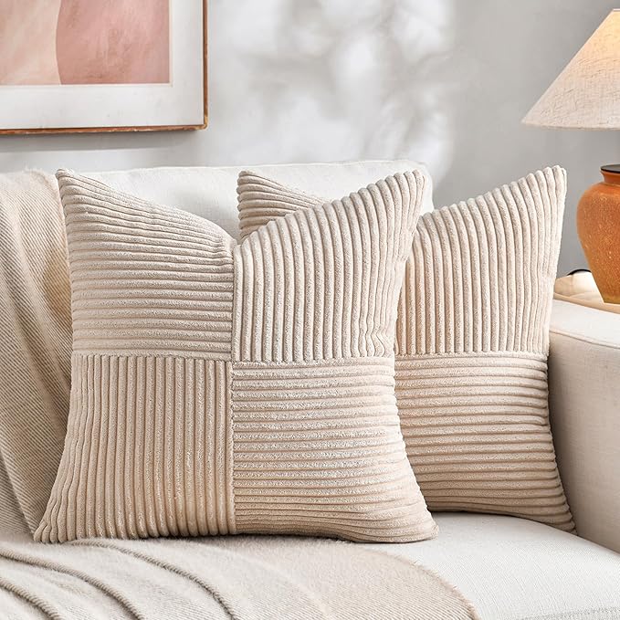 Fancy Homi 2 Packs Tan Samll Decorative Throw Pillow Covers 14x14 Inch by Fancy+Homi