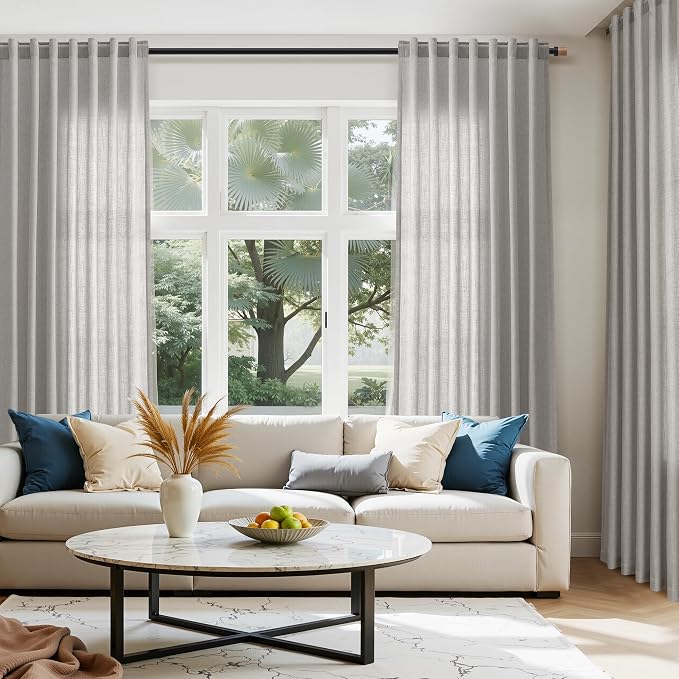 Nanspring Light Gray Linen Curtains 90 Inches Long - Image 6