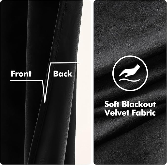 MIULEE Velvet Curtains Black Elegant Grommet Thermal Insulated Soundproof Room - Image 3