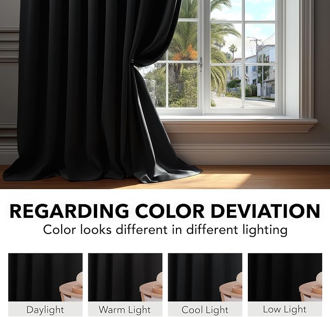 Deconovo Blackout Curtains, Thermal Insulated, W38 x L84 2 Panels, Back Tab - Image 6