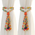 Magnetic Curtain Tiebacks, 2 Pack Colorful Agate Tassel Curtain Drapery by PEDOBO