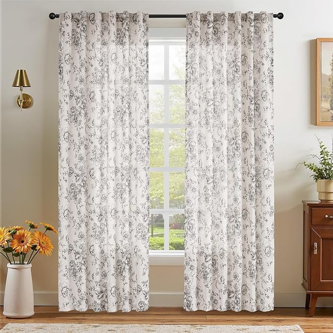 jinchan Floral Curtains for Living Room 84 Inch Length Farmhouse Printed - Image 7