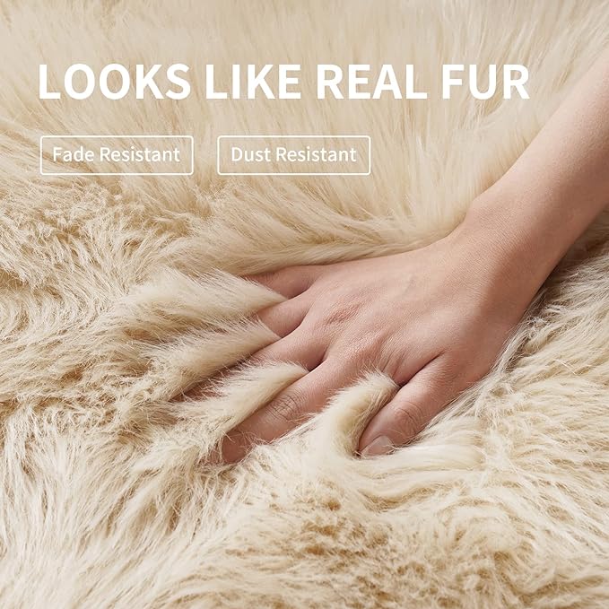 Small Faux Fur Sheepskin Rug 2x4 ft Ultra Soft Chair Sofa Cover Seat Pad - Image 4