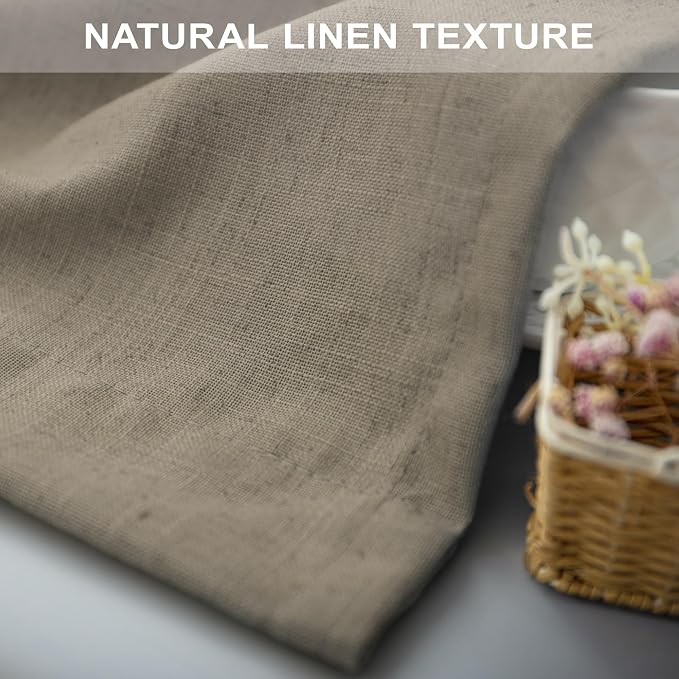 Pitalk Taupe Curtains 90 Inch Length 2 Panels Set Linen Light Filtering Sheer - Image 7