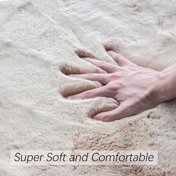 ORINOVA Light Brown Beige Plush Washable Fluffy Area Rugs - Image 5