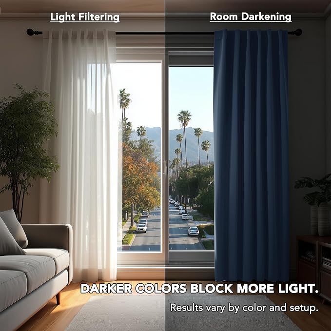 Deconovo Blackout Curtains, Thermal Insulated, W70 x L95 2 Panels, Back Tab - Image 3