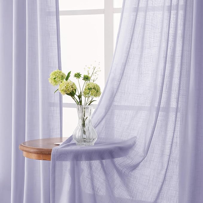 Lavender Back Tab Linen Curtains 102 Inches Length - Image 3
