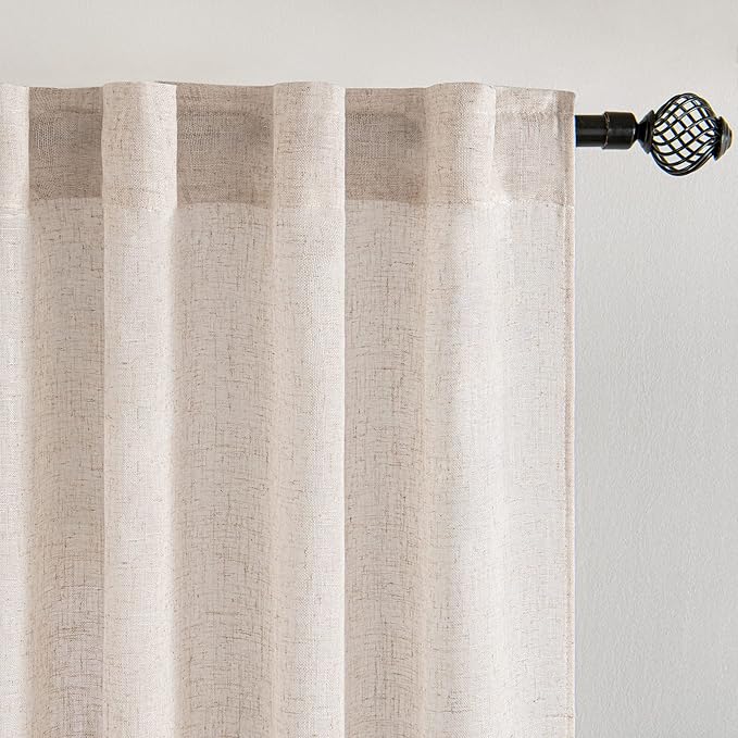 MIULEE Farmhouse Kitchen Curtains 24 Inch Length 2 Panels, Soft Thick Linen - Image 4