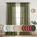 MIULEE Light Olive Green Linen Curtains 108 Inches Long 2 Panels by MIULEE