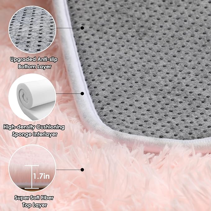 ONASAR Pink Area Rugs for Living Room Girls Bedroom, 5x8 Fluffy Bedside Throw - Image 3