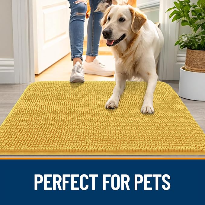 OLANLY Dog Door Mat for Muddy Paws 44x32, Super Absorbent Chenille Mud Mat | - Image 6