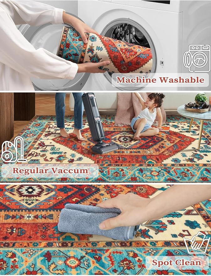 SERISSA 2'6"x16' Washable Non Slip Boho Runner Rug - Image 3