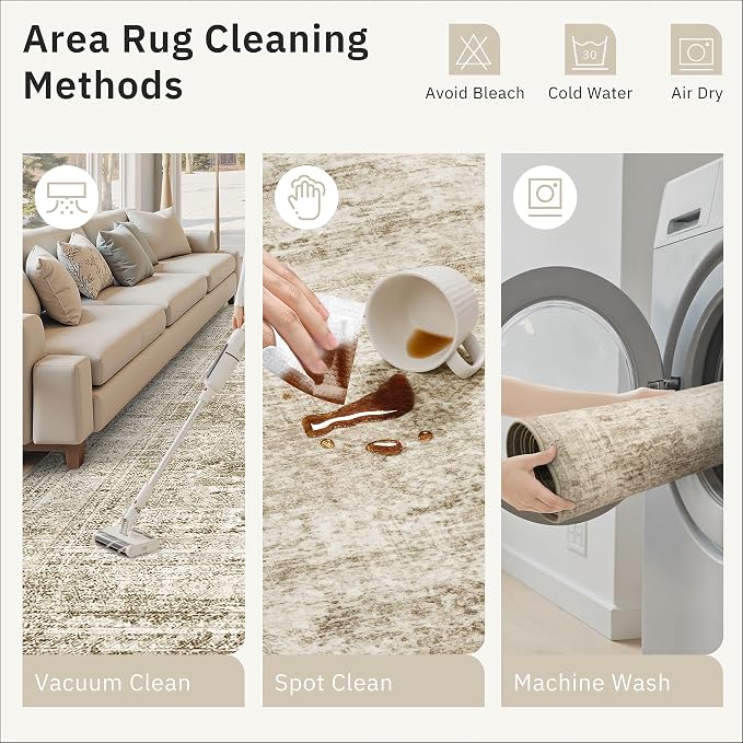 Soalmost Runner Rug 2x6 Washable Kitchen Hallway Runners Non-Slip Brown | Soft - Image 6