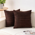 Pack of 2 Corduroy Decorative Throw Pillow Covers 26x26 InchSoft Striped Pillow by Unknown
