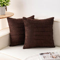 Pack of 2 Corduroy Decorative Throw Pillow Covers 16x16 Inch Soft Striped by Unknown