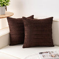 Pack of 2 Corduroy Decorative Throw Pillow Covers 20x20 InchSoft Boho Striped by Unknown