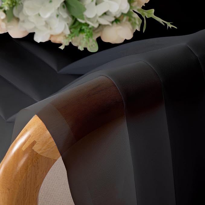 Black Sheer Valance for Windows 14 Inch Length 2 Pieces, Light Reducing Voile - Image 7