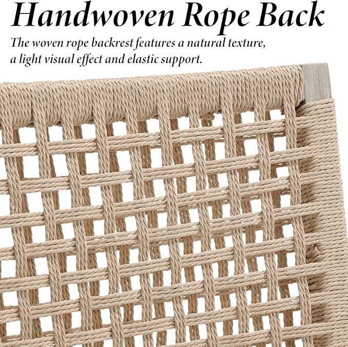 Kmax Farmhouse Dining Chairs Set of 6, Rustic Kitchen Chairs with Linen Fabric Seat and Woven Back, Vintage Accent Chairs for Dining Room, Living Room, Ivory