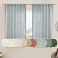 Semi Sheer Linen Curtains 54 Inch Length 2 Panels, 52 x 54 Inch | Greyish Blue by LAMIT