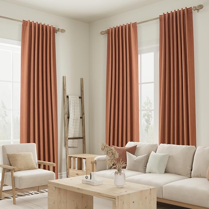 Terracotta 100% Blackout Curtains 84 Inch Length 2 Panels Set Fall Curtains - Image 8