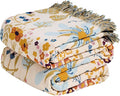MSGKV Boho Throw Blanket for Bed 100% Cotton Floral Twin Size Couch Blanket by MSGKVHomeTextiles
