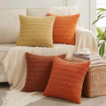 Fancy Homi Set of 4 Burnt Orange Fall Decorative Throw Pillow Covers 20x20 Inch by Fancy+Homi