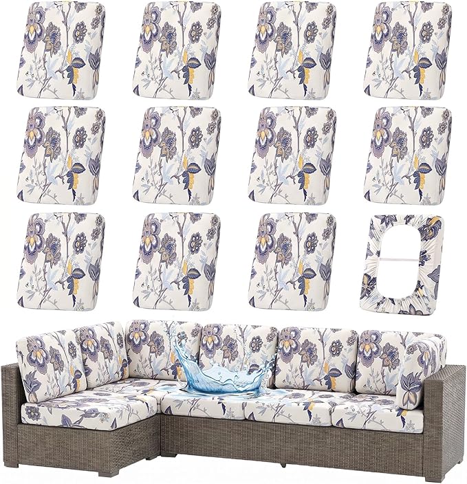 Waterproof Outdoor Cushion Covers, Stretch Patio Slipcovers | UV Resistant by hyha