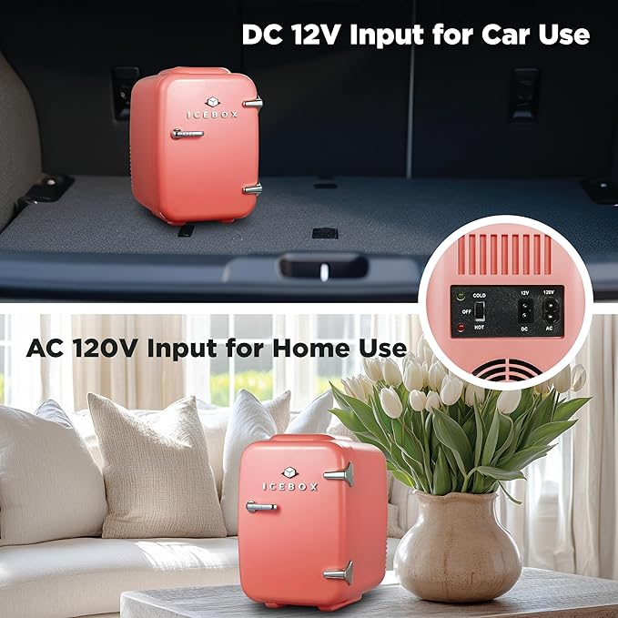 IBMF4BLS Fridge for Bedroom, Skincare, Portable Cooler & Warmer for Makeup, for Office & Home Refrigerator, Mini (4 L / 6-Can), Blush Red