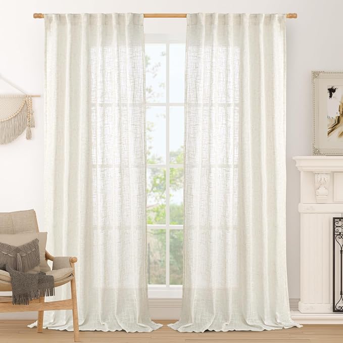 102 inch Semi Sheer Linen Curtains by LAMIT