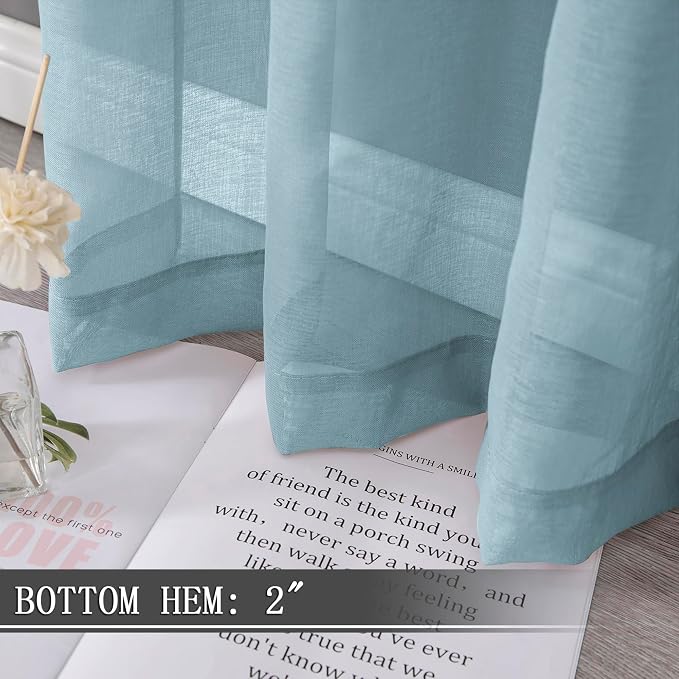 Tollpiz Sheer Curtain Linen Textured Bedroom Curtains Sheer Light Filtering Rod - Image 4
