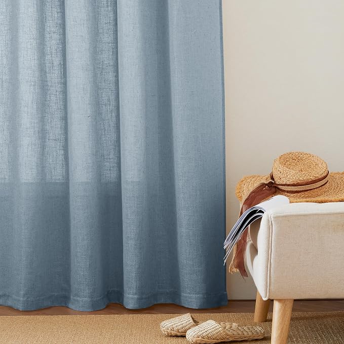 RYB HOME Sheer Curtains 108 inches, Extra Long Floor to Ceiling Curtains | - Image 7